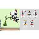 Merical Cute Panda On Tree and TwitterBird Switch Board Wall Sticker for Living Room, Hall, Bedroom (Material: PVC Vinyl)