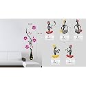 Merical Flower Vase Magenta and FolkBand Switch Board Wall Sticker for Living Room, Hall, Bedroom (Material: PVC Vinyl)