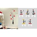 Merical Flower Vase Red and FolkBand Switch Board Wall Sticker for Living Room, Hall, Bedroom (Material: PVC Vinyl)