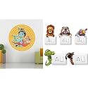 Merical Flute Krishna Slogan and Animals Switch Board Wall Sticker for Living Room, Hall, Bedroom (Material: PVC Vinyl)