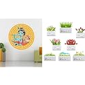 Merical Flute Krishna Slogan and Flowers Switch Board Wall Sticker for Living Room, Hall, Bedroom (Material: PVC Vinyl)