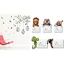 Merical Flying Birds with Case and Animals Switch Board Wall Sticker for Living Room, Hall, Bedroom (Material: PVC Vinyl)