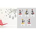Merical Flying Birds with Case and FolkBand Switch Board Wall Sticker for Living Room, Hall, Bedroom (Material: PVC Vinyl)