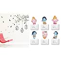 Merical Flying Birds with Case and Ganesh Switch Board Wall Sticker for Living Room, Hall, Bedroom (Material: PVC Vinyl)