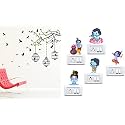 Merical Flying Birds with Case and Krishna Switch Board Wall Sticker for Living Room, Hall, Bedroom (Material: PVC Vinyl)
