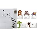 Merical Flying Butterfly and Animals Switch Board Wall Sticker for Living Room, Hall, Bedroom (Material: PVC Vinyl)