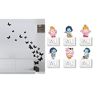 merical flying butterfly and ganesh switch board wall sticker for living room hall bedroom material pvc vinyl
