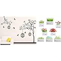 Merical Free Bird Case Black and Flowers Switch Board Wall Sticker for Living Room, Hall, Bedroom (Material: PVC Vinyl)