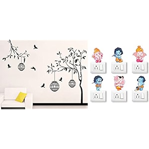 merical free bird case black and ganesh switch board wall sticker for living room hall bedroom material pvc vinyl