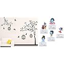Merical Free Bird Case Black and Krishna Switch Board Wall Sticker for Living Room, Hall, Bedroom (Material: PVC Vinyl)