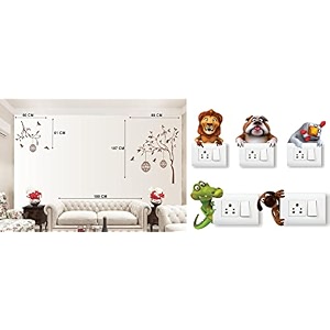 merical free bird case brown and animals switch board wall sticker for living room hall bedroom material pvc vinyl