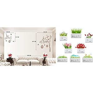 merical free bird case brown and flowers switch board wall sticker for living room hall bedroom material pvc vinyl
