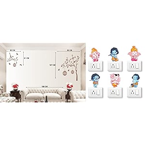 merical free bird case brown and ganesh switch board wall sticker for living room hall bedroom material pvc vinyl