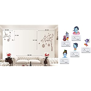 merical free bird case brown and krishna switch board wall sticker for living room hall bedroom material pvc vinyl
