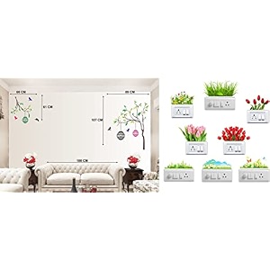 merical free bird case and flowers switch board wall sticker for living room hall bedroom material pvc vinyl