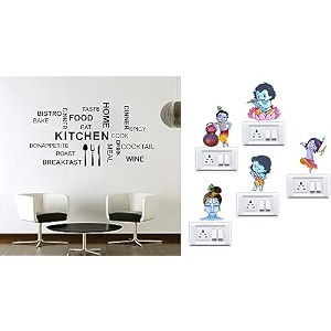 merical kitchen quote and krishna switch board wall sticker for living room hall bedroom material pvc vinyl