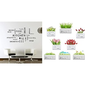 merical kitchenquote and flowers switch board wall sticker for living room hall bedroom wall decore home decore