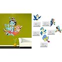 Merical Krishna Playing with Cow and Twitter Switch Board Wall Sticker for Living Room, Hall, Bedroom (Material: PVC Vinyl)