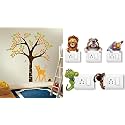 Merical Orange Deer and Tree and Animals Switch Board Wall Sticker for Living Room, Hall, Bedroom (Material: PVC Vinyl)