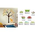 Merical Orange Deer and Tree and Flowers Switch Board Wall Sticker for Living Room, Hall, Bedroom (Material: PVC Vinyl)