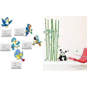 merical panda with bamboo sticks and twitter switch board wall sticker for living room hall bedroom material pvc vinyl