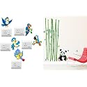 Merical Panda with Bamboo Sticks and Twitter Switch Board Wall Sticker for Living Room, Hall, Bedroom (Material: PVC Vinyl)