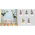 Merical Panda Hanging On A Branch and Folkband Switch Board Wall Sticker for Living Room, Hall, Bedroom (Material: PVC Vinyl)
