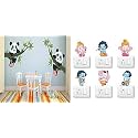 Merical Panda Hanging On A Branch and Ganesh Switch Board Wall Sticker for Living Room, Hall, Bedroom (Material: PVC Vinyl)