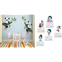 Merical Panda Hanging On A Branch and Krishna Switch Board Wall Sticker for Living Room, Hall, Bedroom (Material: PVC Vinyl)