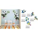 Merical Panda Hanging On A Branch and Twitter Switch Board Wall Sticker for Living Room, Hall, Bedroom (Material: PVC Vinyl)