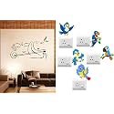 Merical Radhe Krishna with Flute and Twitter Switch Board Wall Sticker for Living Room, Hall, Bedroom (Material: PVC Vinyl)