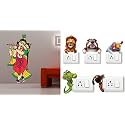 Merical Radhe Krishna Multicolor and Animals Switch Board Wall Sticker for Living Room, Hall, Bedroom (Material: PVC Vinyl)