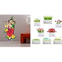 Merical Radhe Krishna Multicolor and Flowers Switch Board Wall Sticker for Living Room, Hall, Bedroom (Material: PVC Vinyl)