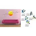 Merical Sunrise with Flying Bird and Twitter Switch Board Wall Sticker for Living Room, Hall, Bedroom (Material: PVC Vinyl)