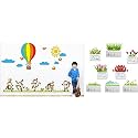 Merical Team Monkey and Flowers Switch Board Wall Sticker for Living Room, Hall, Bedroom (Material: PVC Vinyl)