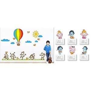 merical team monkey and ganesh switch board wall sticker for living room hall bedroom material pvc vinyl