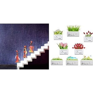 merical three tribal lady and flowers switch board wall sticker for living room hall bedroom material pvc vinyl