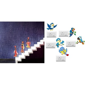 merical three tribal lady and twitterbird switch board wall sticker for living room hall bedroom material pvc vinyl