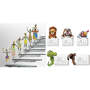 merical tribal lady and animals switch board wall sticker for living room hall bedroom material pvc vinyl