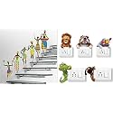Merical Tribal Lady and Animals Switch Board Wall Sticker for Living Room, Hall, Bedroom (Material: PVC Vinyl)
