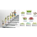 Merical Tribal Lady and Flowers Switch Board Wall Sticker for Living Room, Hall, Bedroom (Material: PVC Vinyl)