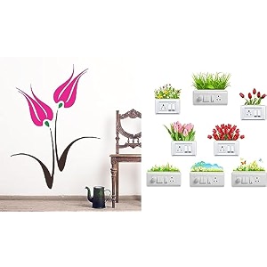 merical tulip flower and flowers switch board wall sticker for living room hall bedroom material pvc vinyl