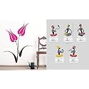 Merical Tulip Flower and FolkBand Switch Board Wall Sticker for Living Room, Hall, Bedroom (Material: PVC Vinyl)