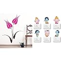 Merical Tulip Flower and Ganesh Switch Board Wall Sticker for Living Room, Hall, Bedroom (Material: PVC Vinyl)