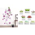 Merical Tulip Vine and Flowers Switch Board Wall Sticker for Living Room, Hall, Bedroom (Material: PVC Vinyl)