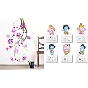 Merical Tulip Vine and Ganesh Switch Board Wall Sticker for Living Room, Hall, Bedroom (Material: PVC Vinyl)
