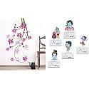 Merical Tulip Vine and Krishna Switch Board Wall Sticker for Living Room, Hall, Bedroom (Material: PVC Vinyl)