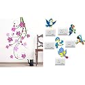 Merical Tulip Vine and TwitterBird Switch Board Wall Sticker for Living Room, Hall, Bedroom (Material: PVC Vinyl)