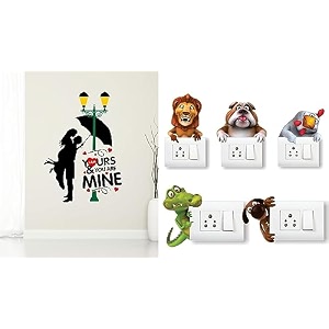 merical valentine i am in love and animals switch board wall sticker for living room hall bedroom material pvc vinyl