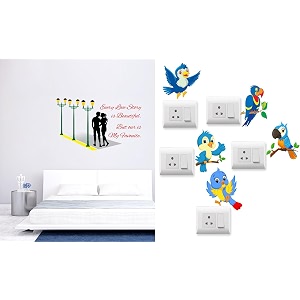 merical valentine love story and twitter switch board wall sticker for living room hall bedroom material pvc vinyl